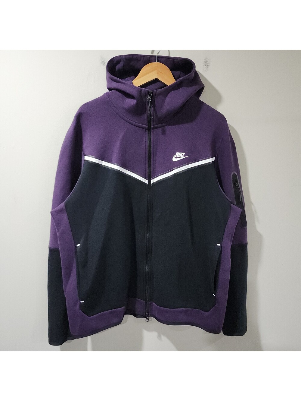Nike Sportswear Tech Fleece Hoodie Zip Grand Purple Black Mens XL CU4489-503